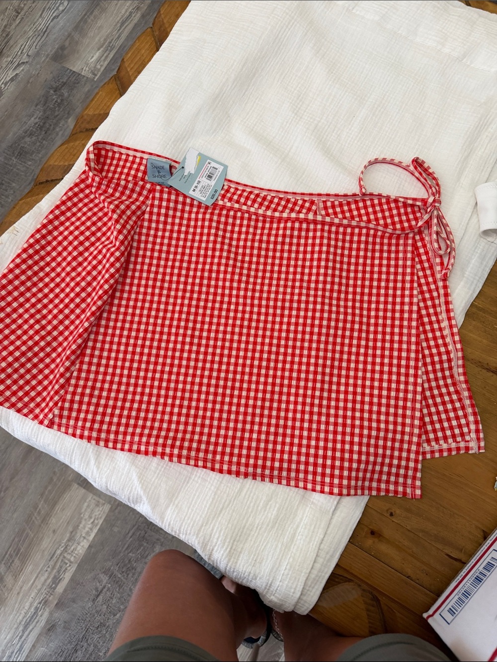 Shade & Shore Red Gingham Wrap Swim Coverup